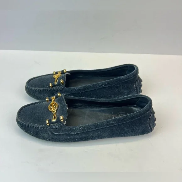 Tory Burch Navy  Blue Suede Moccasins Driving Loafer Shoes Size 7M - Picture 2 of 8